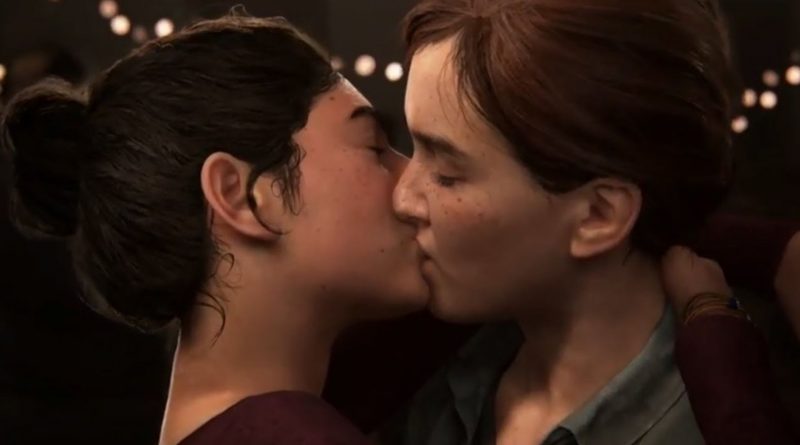 Dina and Ellie kissing in The Last of Us Part II