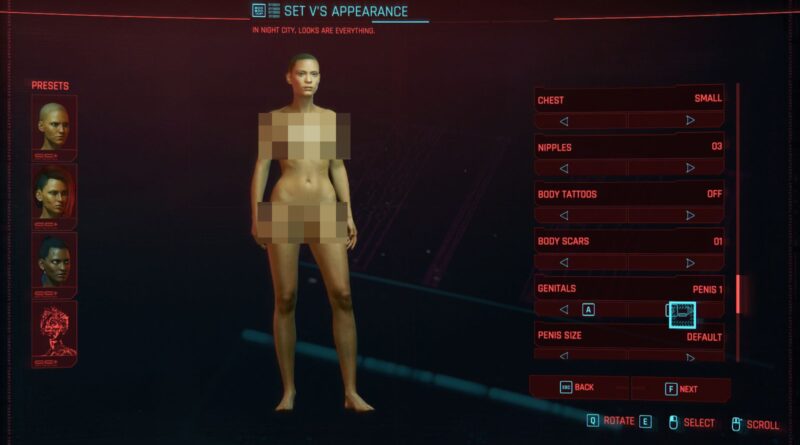Cyberpunk 2077 gender