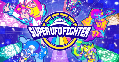 Logo art for colorful multiplayer game Super UFO Fighter