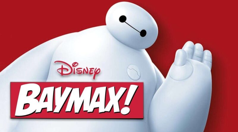 Graphic for Disney's Baymax, which show the robot looking at the camera and waving