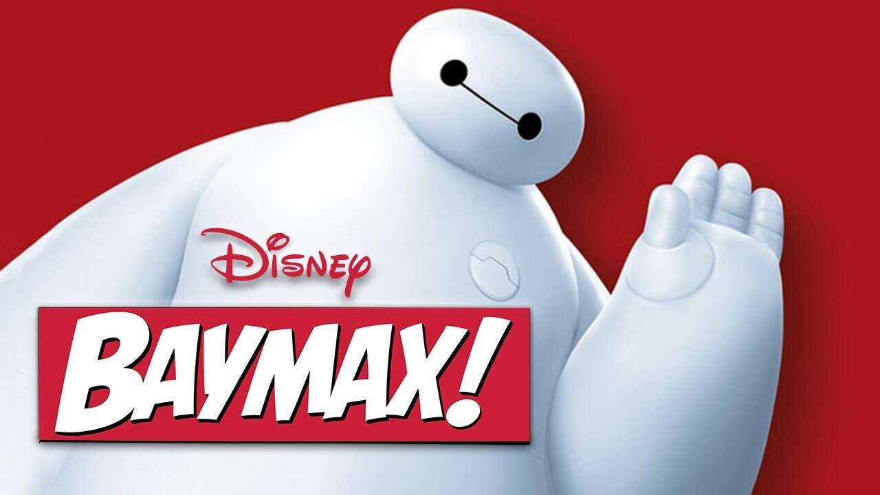 Graphic for Disney's Baymax, which show the robot looking at the camera and waving