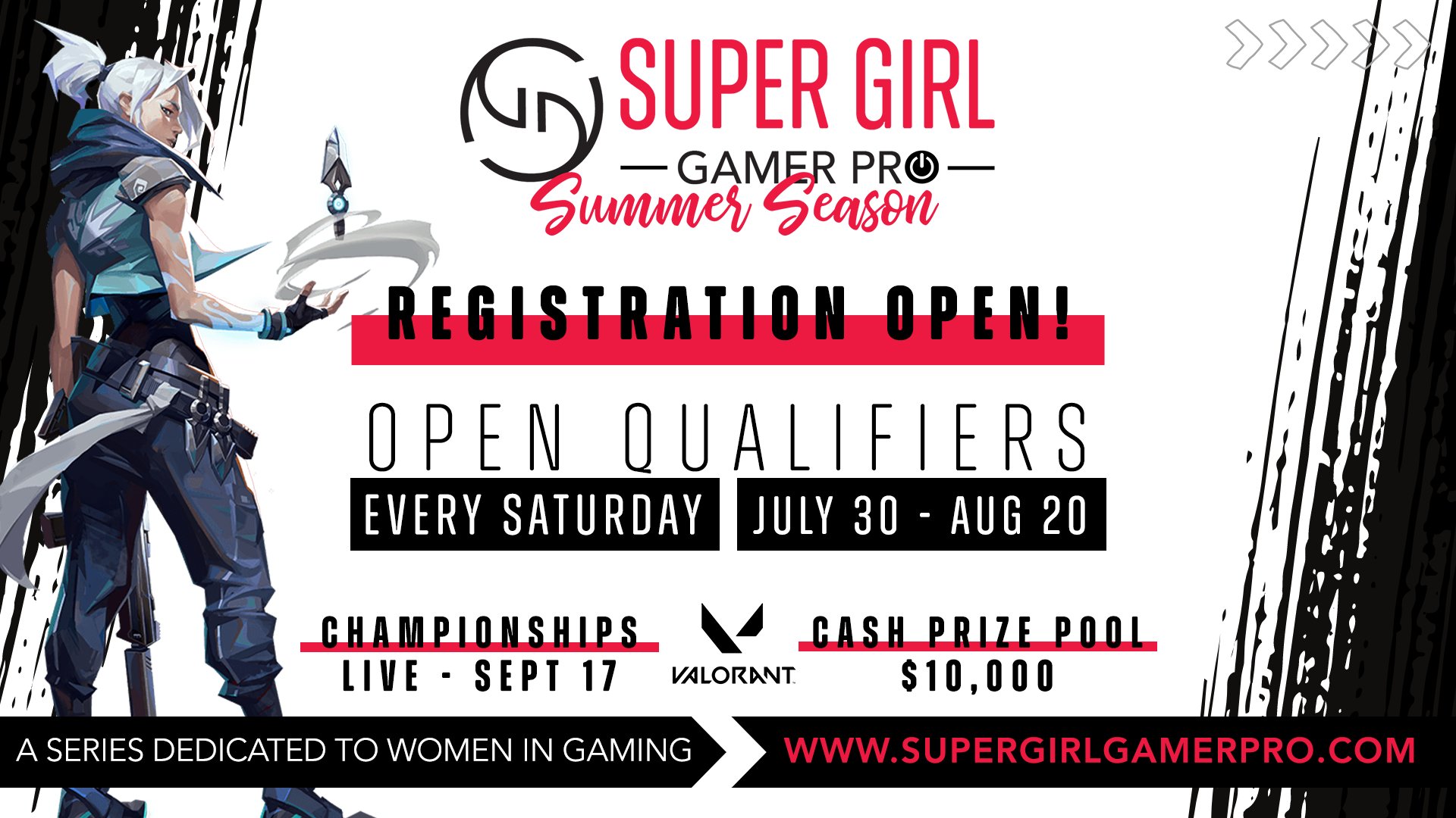 Super Girl Gamer Pro summer Valorant season qualifiers graphic
