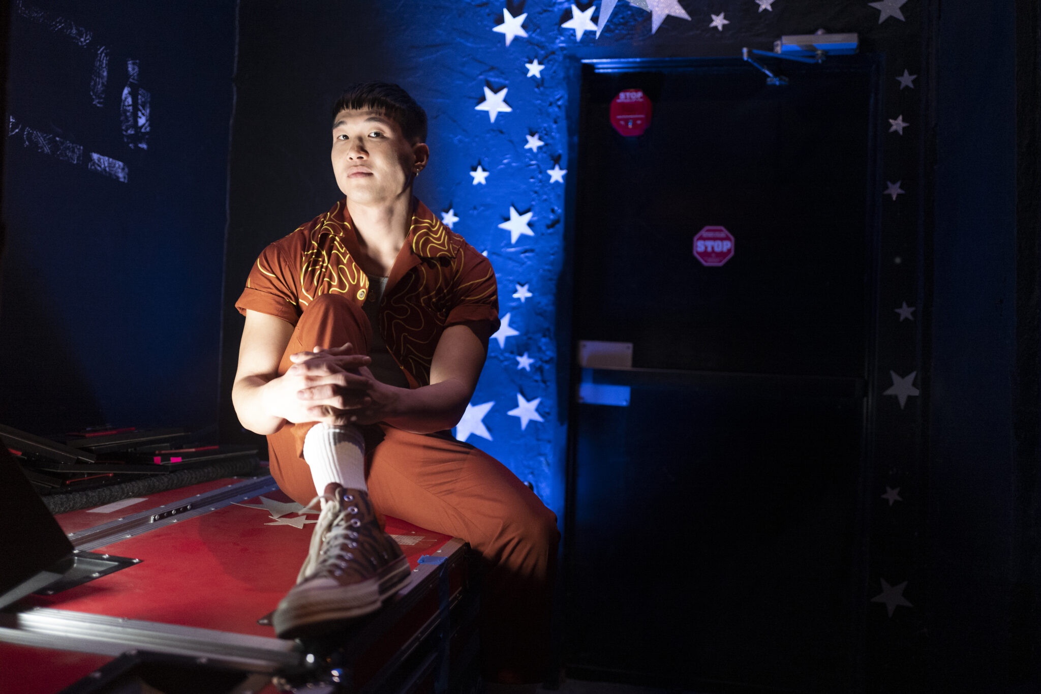 Joel Kim Booster in promotional shots for his Netflix special Psychosexual