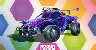 Rocket League car equipped with the sequin paint and tiara cosmetic from the Shine Through Bundle