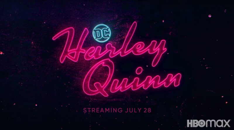 Harley Quinn written in pink neon lights for the season 3 teaser
