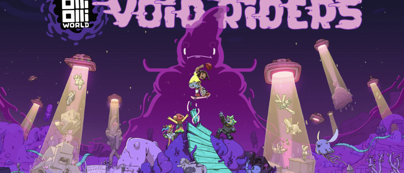 OlliOlli World VOID Riders and OXENFREE crossover graphic