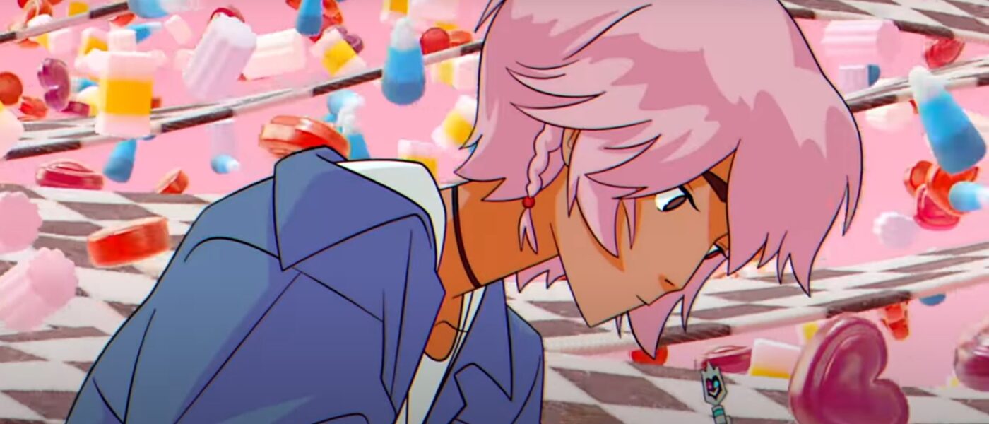 Sessions: Star Guardian Taliyah screenshot where Taliyah is writing something while candy floats by in the background