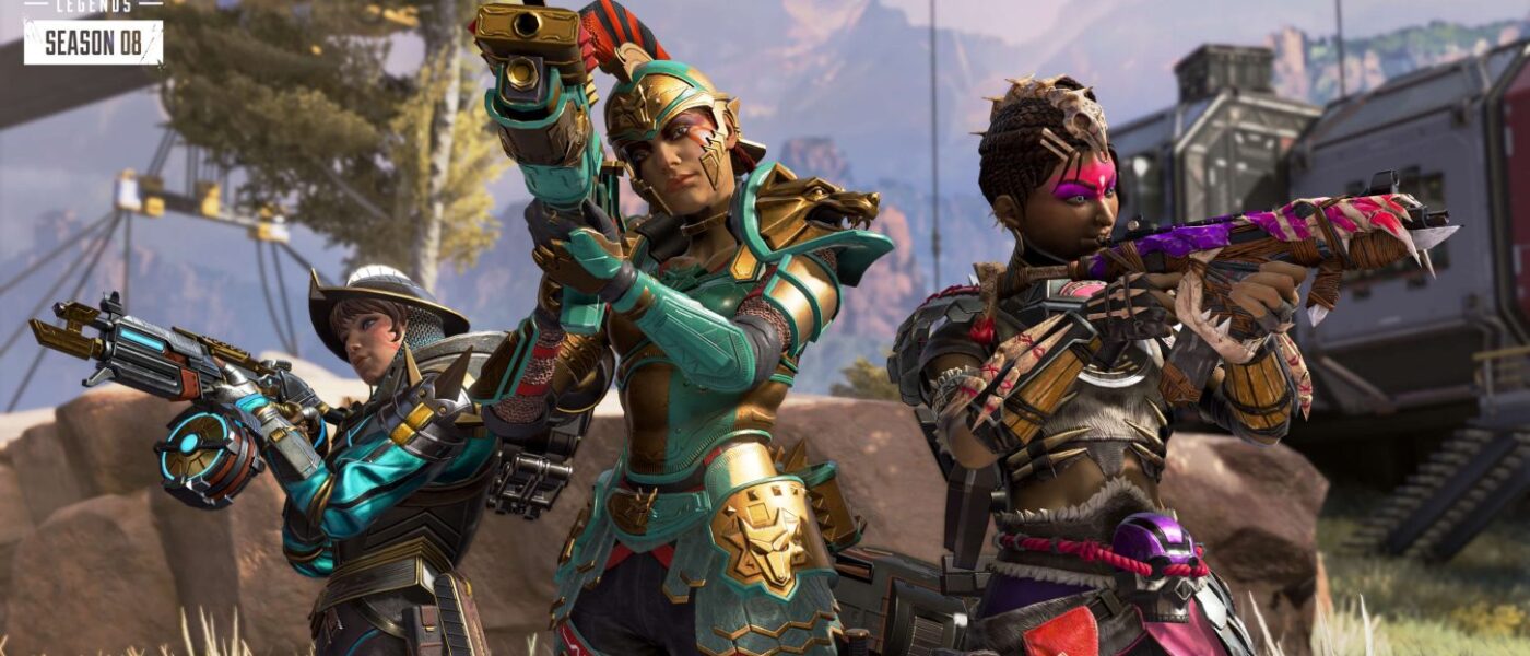 Screenshot of Wattson, Rampart and Loba from Apex Legends, the game Post Malone is streaming for charity
