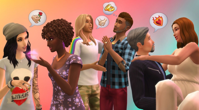 The Sims 4 screenshot featuring Sims with attraction settings