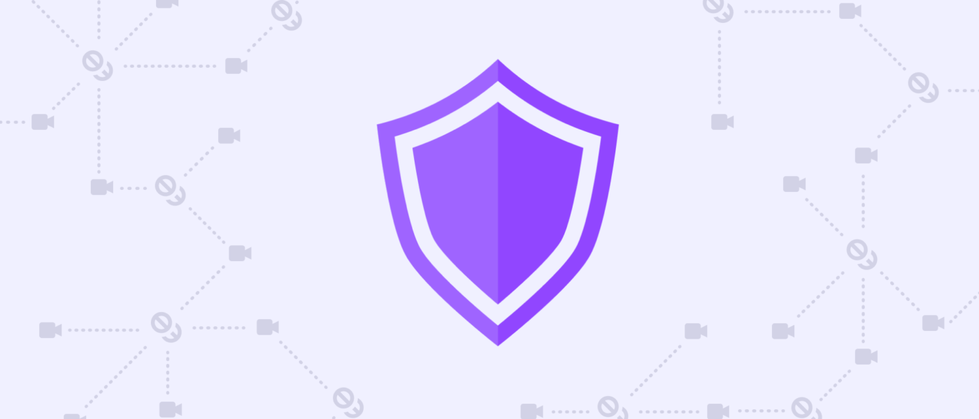 Purple shield on a light purple background for Twitch security, Vtuber targeted