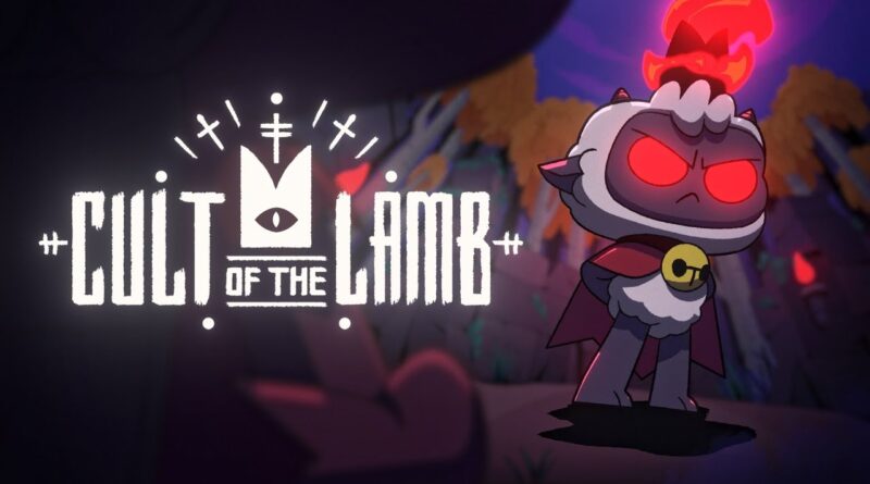 Cult of the Lamb logo featuring the lamb with red eyes looking at the camera