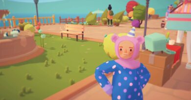 Screenshot of Taffy from Ooblets standing in the town square