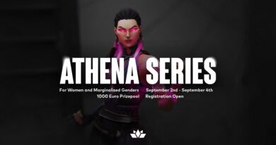 Athena Series announcement graphic featuring Reyna from Valorant