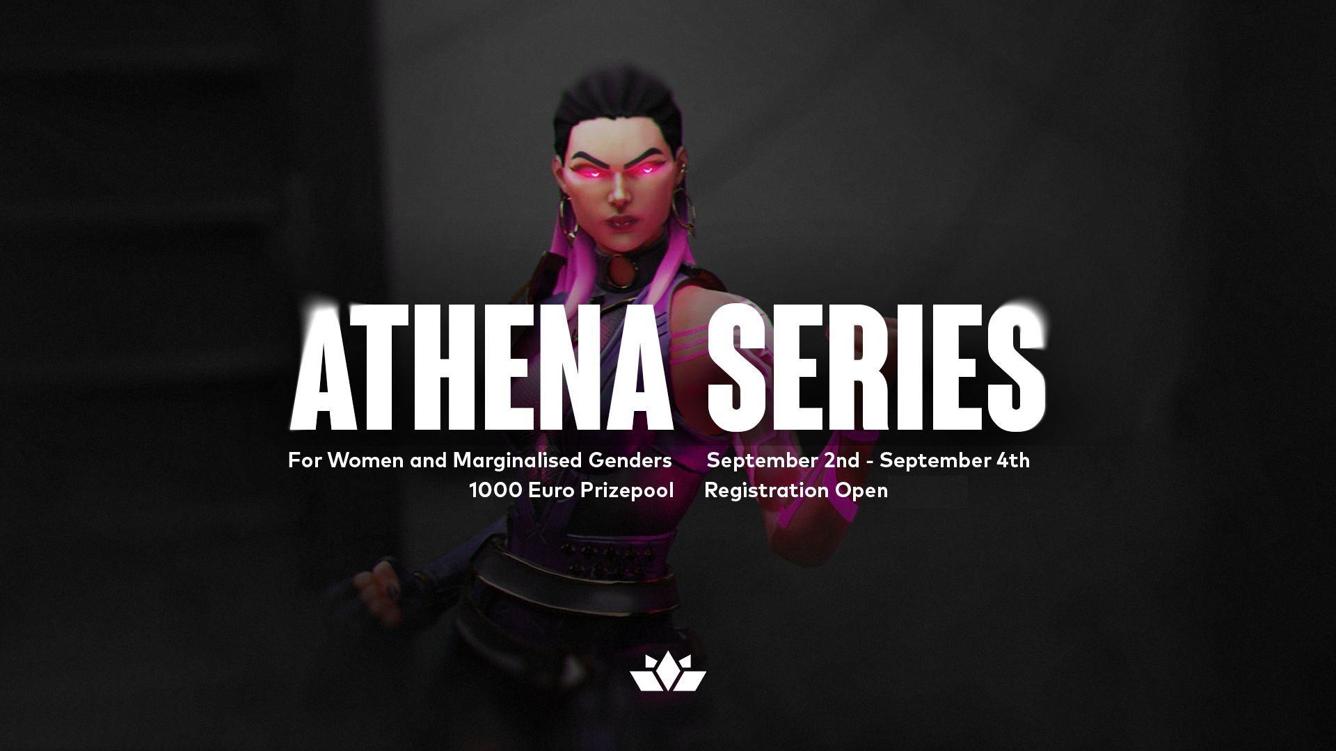Athena Series announcement graphic featuring Reyna from Valorant
