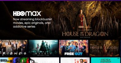 Screenshot of the HBO Max homescreen