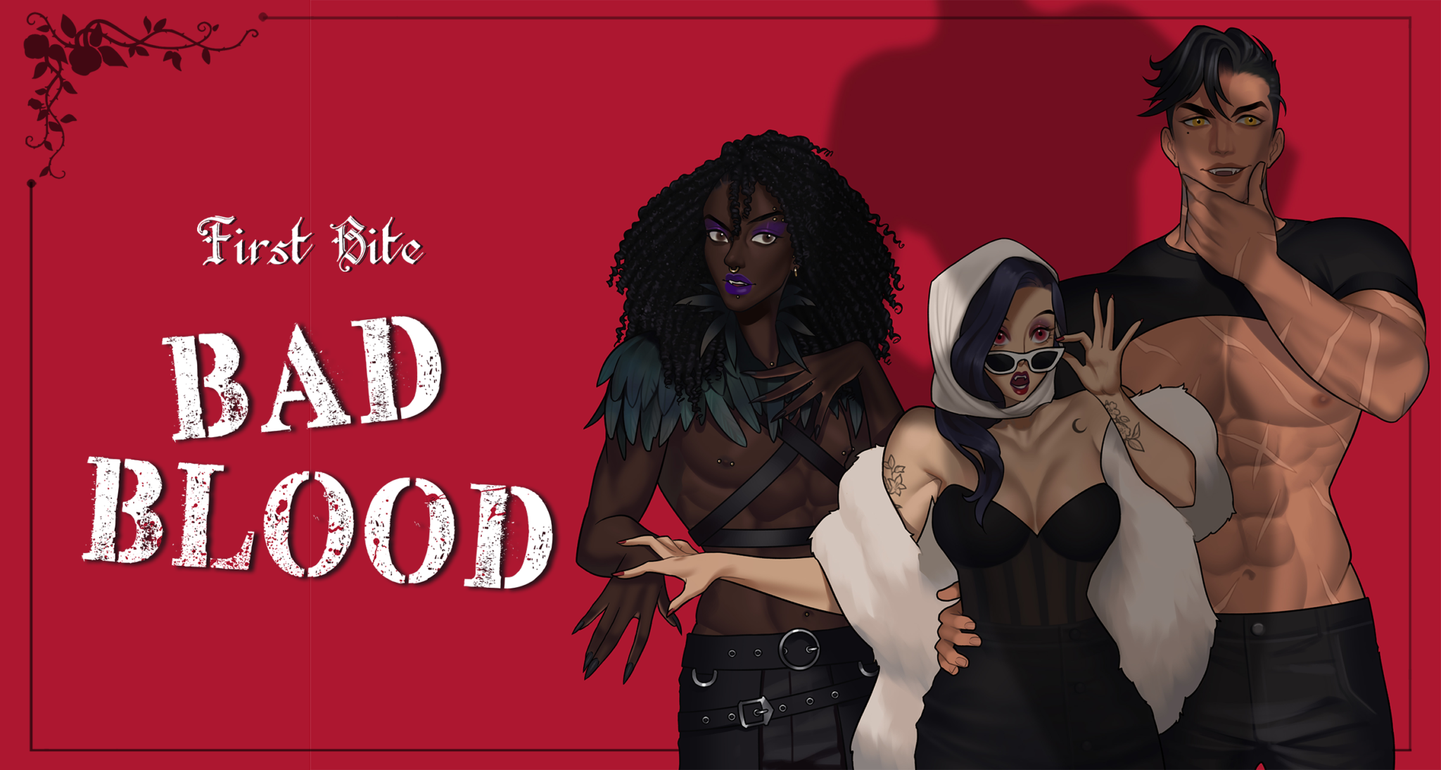 First Bite: Bad Blood art with Laurel, Valeria, and Iylas from left to right