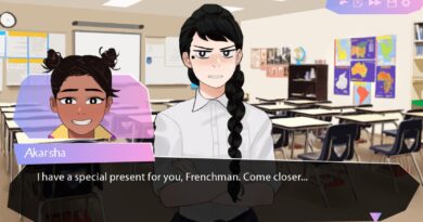 A screenshot from Butterfly Soup of Akarsha telling Noelle I have a special present for your Frenchman, come closer