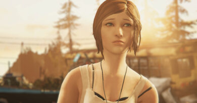 Screenshot of Chloe from Life is Strange Arcadia Bay Collection standing in the sunlight in a junkyard