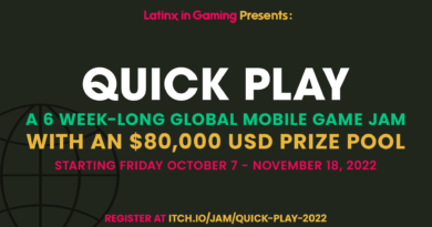 Latinx in Gaming Quick Play game jam graphic
