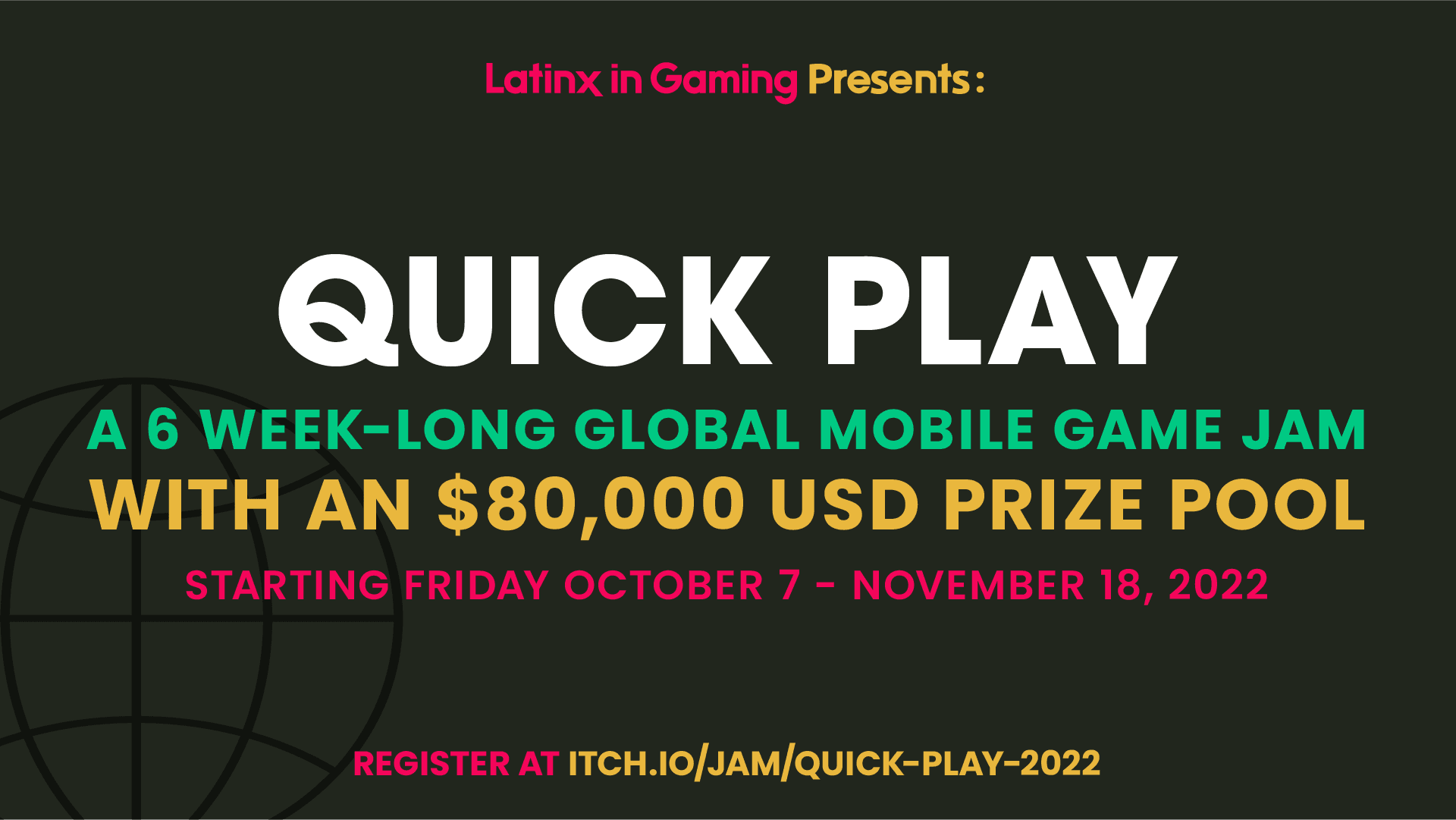 Latinx in Gaming Quick Play game jam graphic