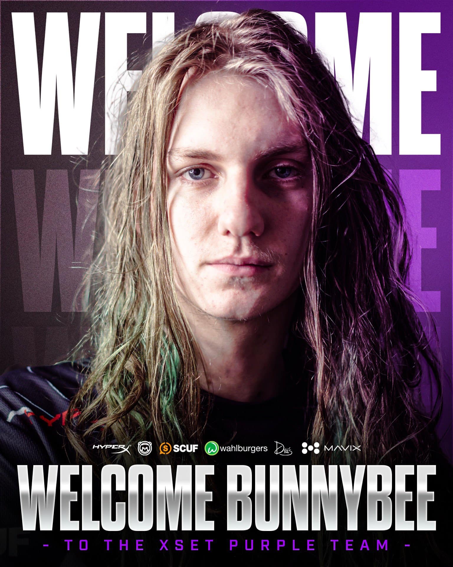 Bunny bee welcome graphic for XSET Purple