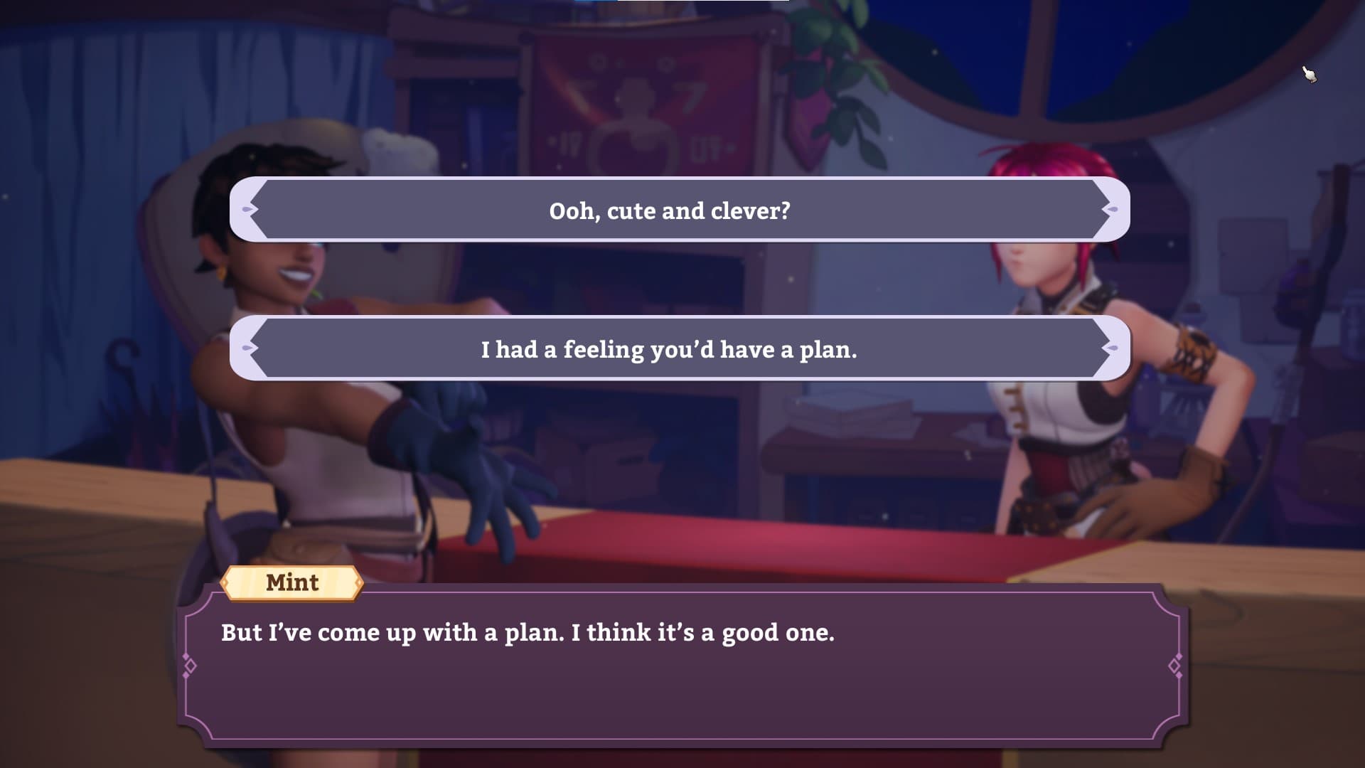 Flirty dialogue option for Mint in Potionomics