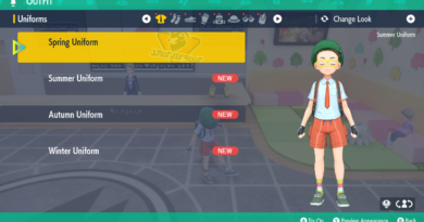 Screenshot of the Outfit menu in Pokémon Scarlet and Violet