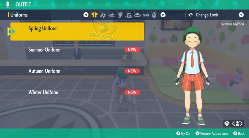 Screenshot of the Outfit menu in Pokémon Scarlet and Violet