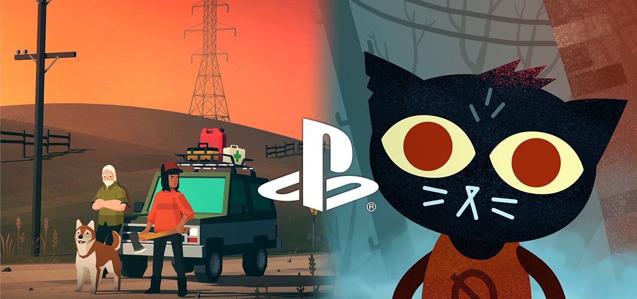 Night in the Woods and Overland art with PlayStation logo in the middle