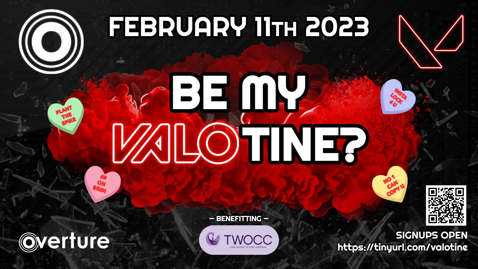 Team Overture Be My VALOtine tournament graphic