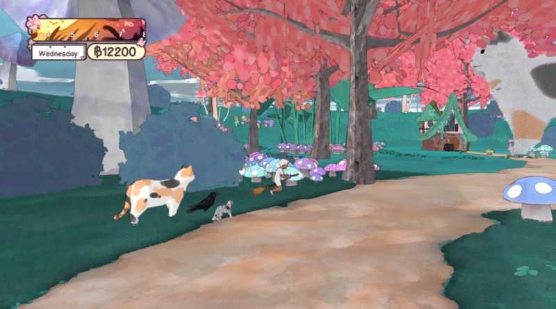 Screenshot of the witchy woods in Calico: Pawsome Edition