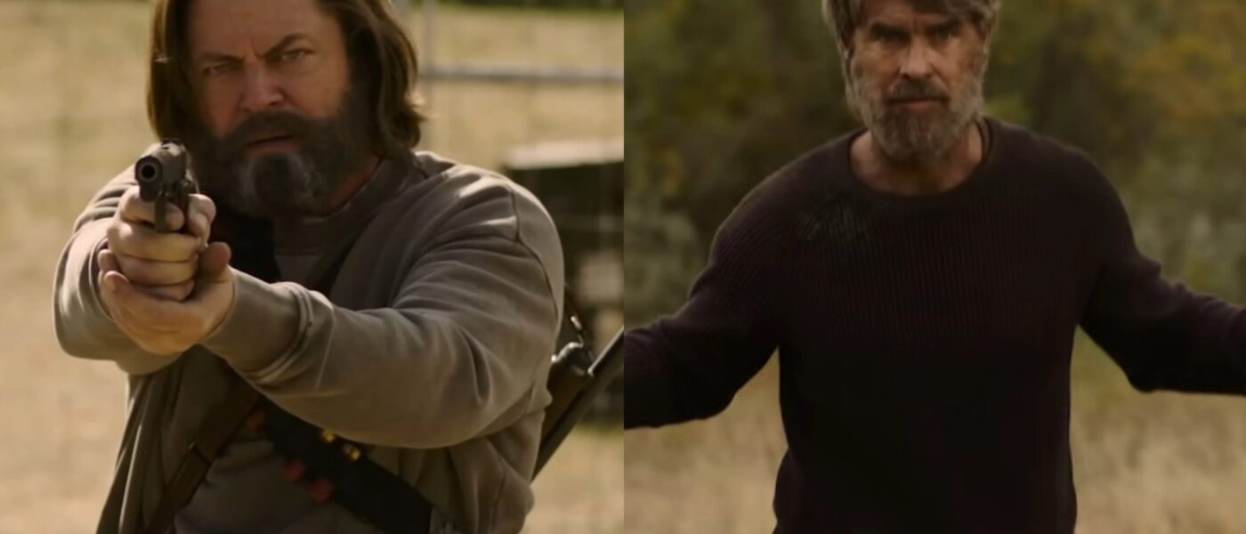 Nick Offerman as Bill on the right and Bartlett Murray as Frank on the right in the HBO Last of Us Show