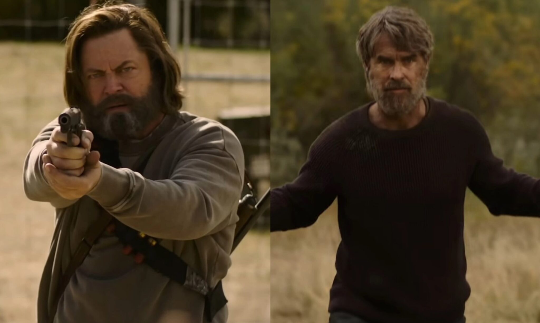 Nick Offerman as Bill on the right and Bartlett Murray as Frank on the right in the HBO Last of Us Show