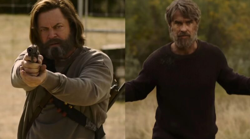 Nick Offerman as Bill on the right and Bartlett Murray as Frank on the right in the HBO Last of Us Show