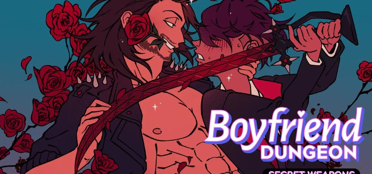 Boyfriend Dungeon Secret Weapons DLC cover art featuring Sunder the scimitar and the player character