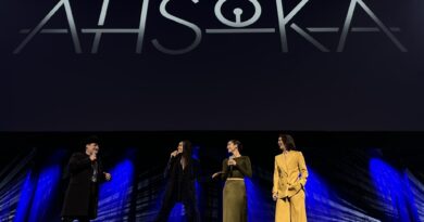 Photo of the cast of Star Wars: Ahsoka standing on stage at Star Wars Celebration 2023