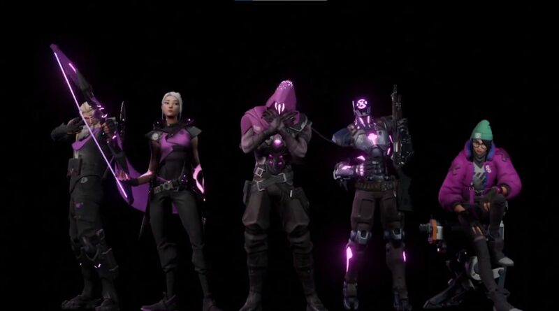 XSET Purple 2023 VCT Game Changers roster announcement with their agents dressed in purple