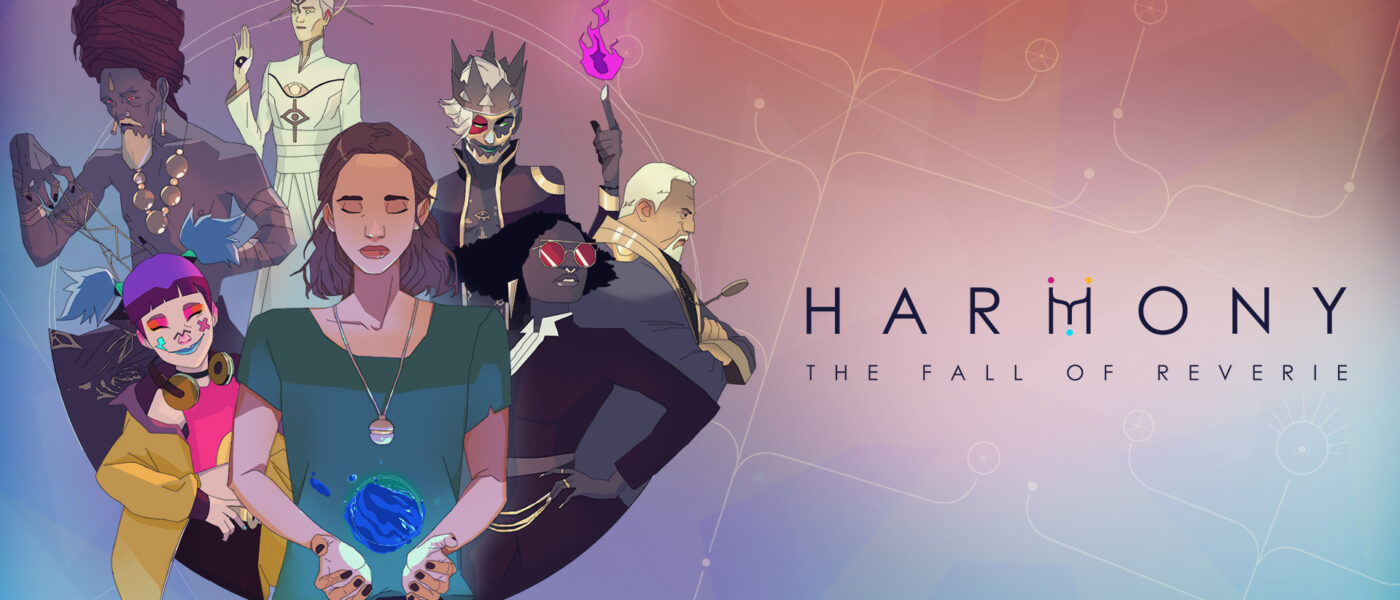 Harmony: The Fall of Reverie cover art featuring Polly in the center surrounded by the various Aspirations