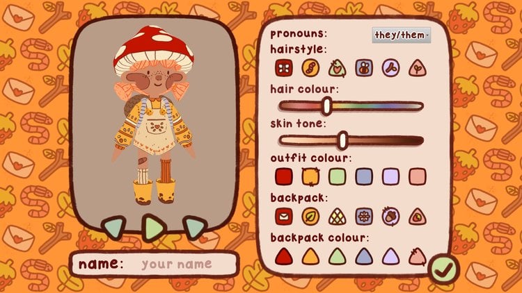 Mail Time character customization menu screenshot