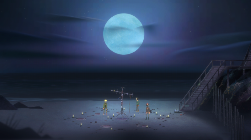 OXENFREE II screenshot of the parentage cult teens on the beach
