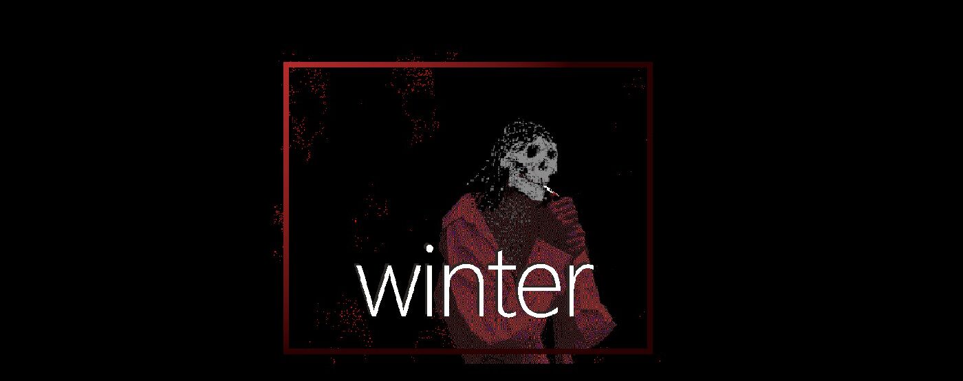 Winter cover art featuring the skull-faced girl