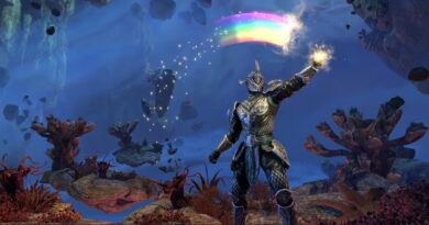 Elder Scrolls Online screenshot of a character creating a rainbow