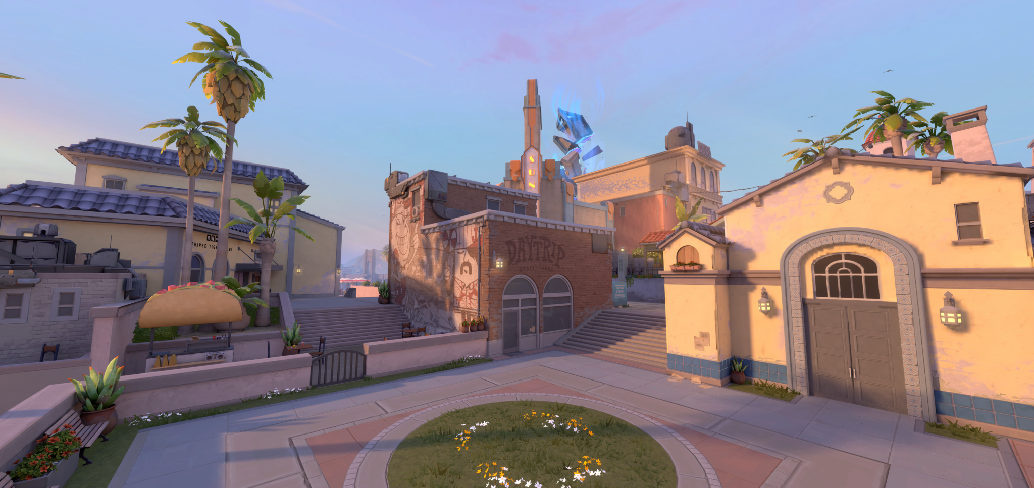 A screenshot of the Sunset map in VALORANT