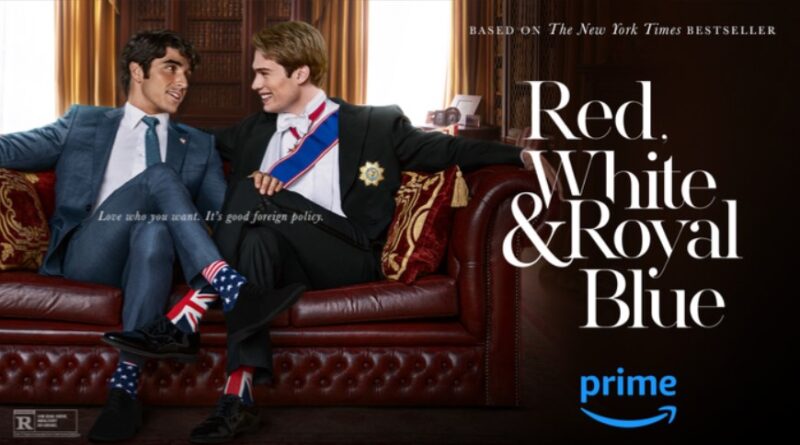Red White & Royal Blue art featuring the two main characters sitting on a leather couch together.