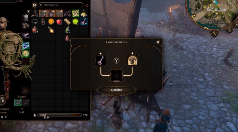 The dye and clothing/armor combine menu in Baldur's Gate 3