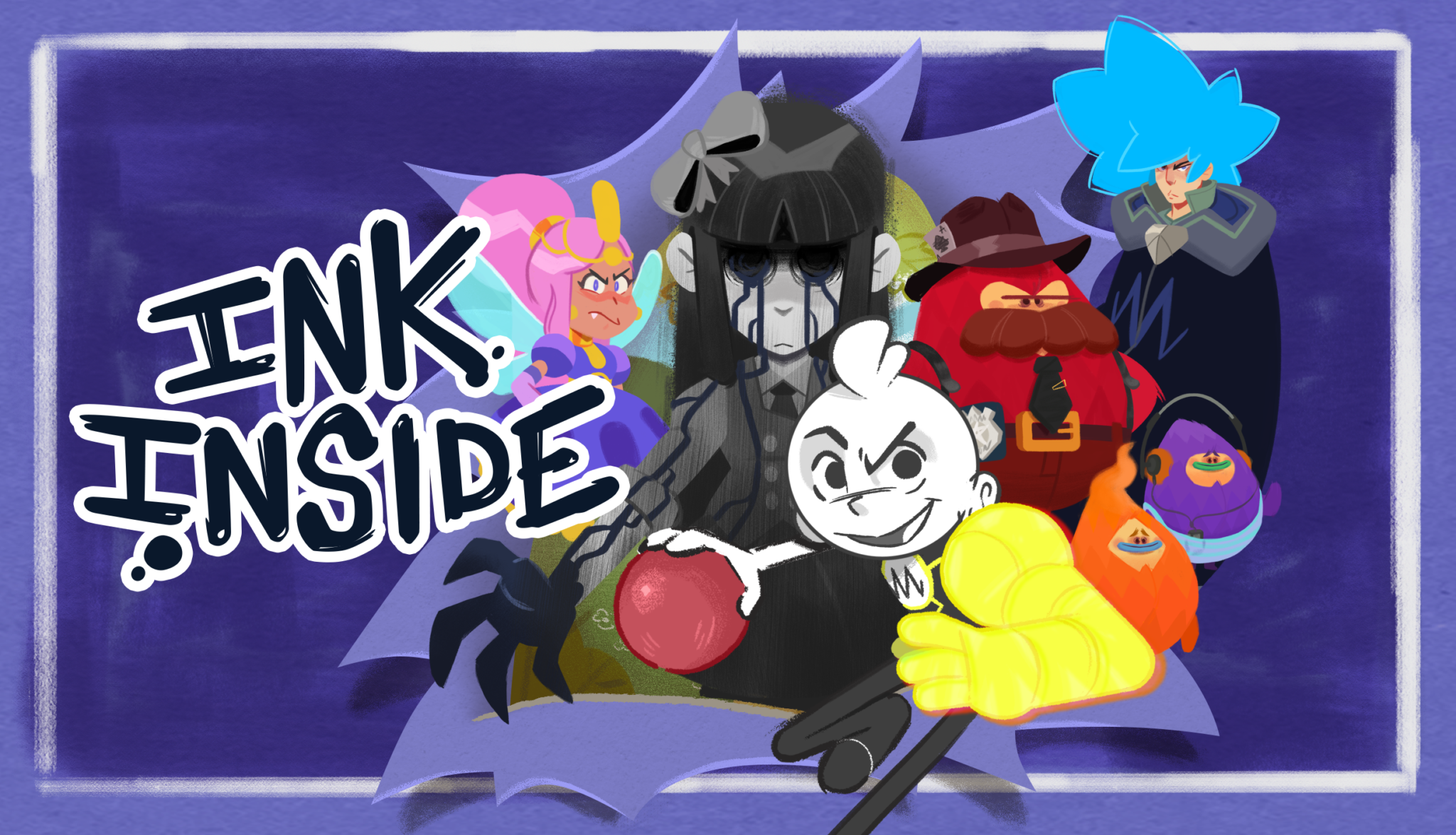 Ink Inside cover art featuring Stick in front and the other cast members behind them