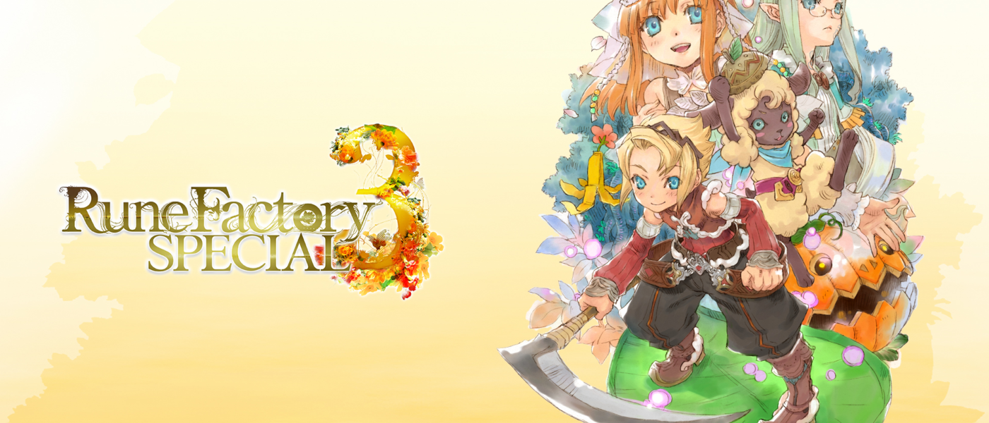 Rune Factory 3 Special key art featuring the protagonist and 11 bachelorettes