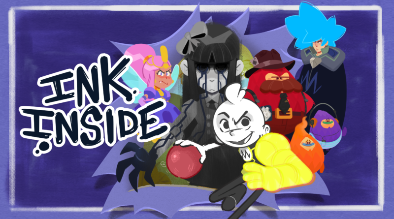 Ink Inside cover art featuring Stick in front and the other cast members behind them