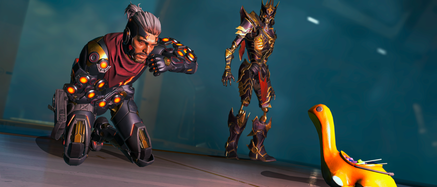 Apex Legends Doppelgangers Collection Event screenshot of Mirage and Revenant collecting candy