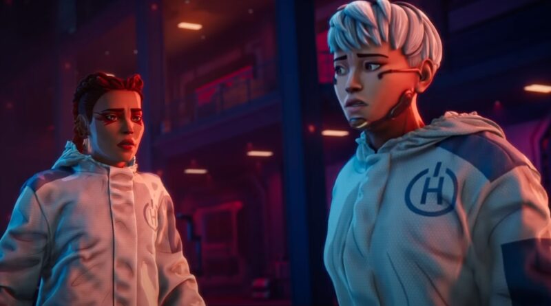 Screenshot from Apex Legends Kill Code of Loba (left) and Valkyrie (right) looking at each other in pain and confusion